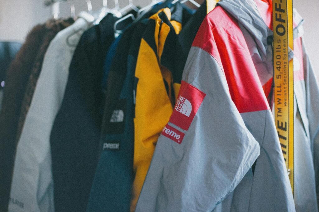 Jackets on a Clothing Rack